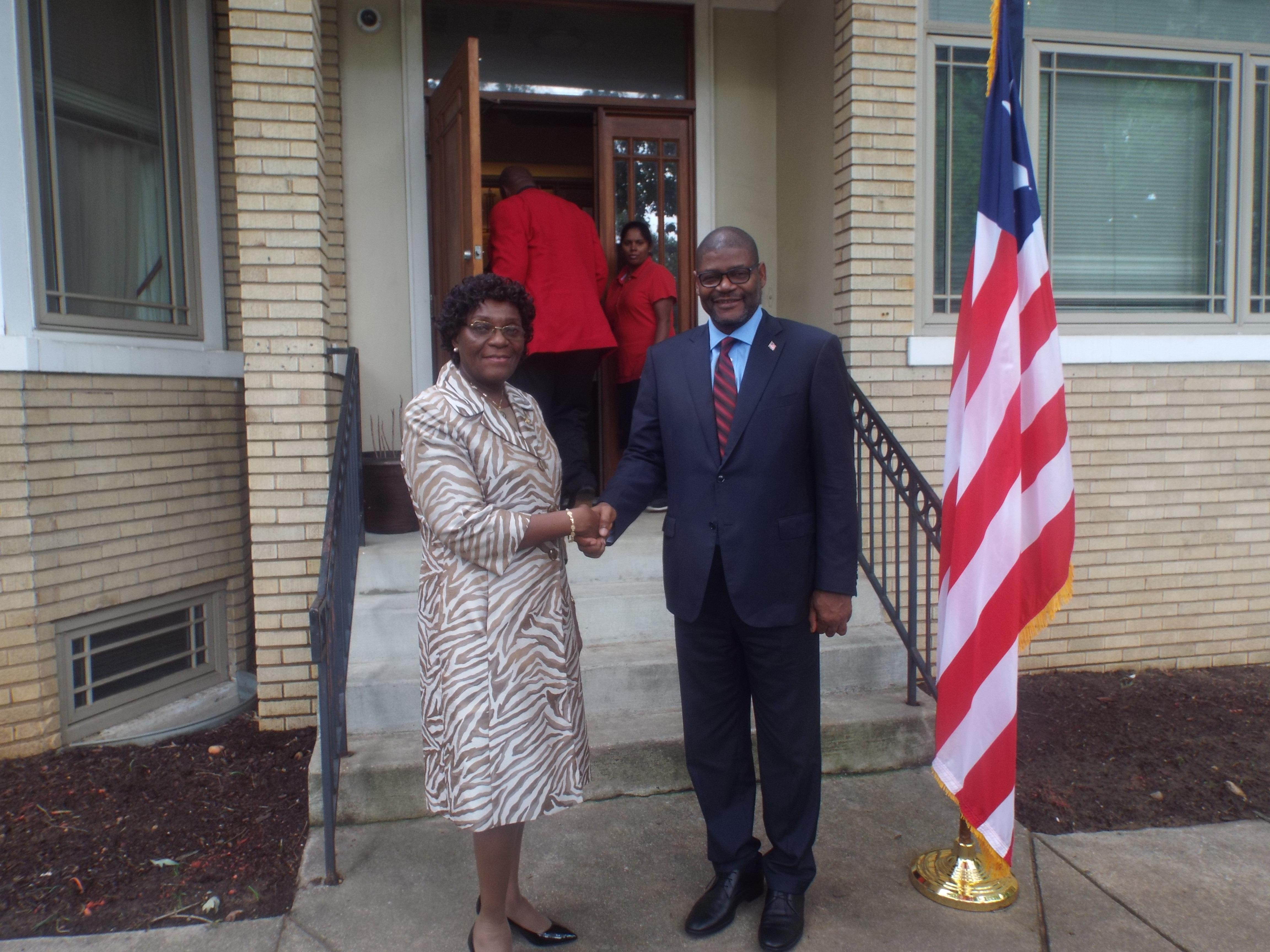 Ambassador Brutus Welcomes Minister Findley to the Liberian Embassy in Washington D..