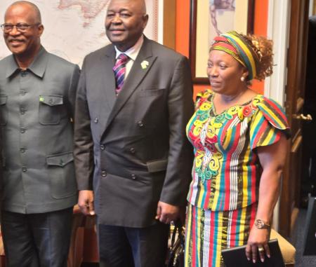 Hon. Kofi Woods, Ambassador Al-Hassan Conteh and Madam Morie Nemah,Executive Assistant to President Boakai