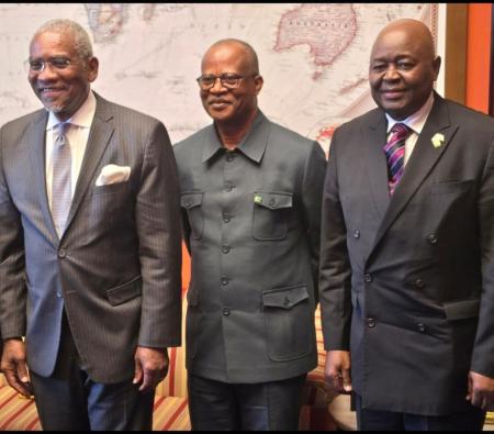 -R: Congressman Meeks, Hon Kofi Woods, and Abassador of Liberia to the United States, Dr. Al-Hassan Conteh